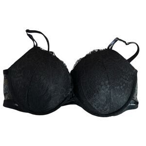 Victorias Secret Dream Angel Black Push Up Bra Size 40D Underwire Adjustable